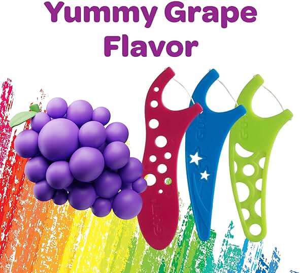 GUM Crayola Kids Flossers with Fluoride - Designed for Little Hands - Fun Grape Flavor - Easy to Use Kids Floss Picks for Children Ages 3+, 75 Count (Pack of 6) - Image 6