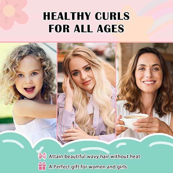 Gwabee Satin Heatless Curls Overnight Hair Curlers to Sleep In Hair Curler Rollers No Heat Hair Wrap for Curls Headband, 70" Satin Heatless Curling Rod Set for Women Long Waves Hair Volume -Black 9PCS - Image 4