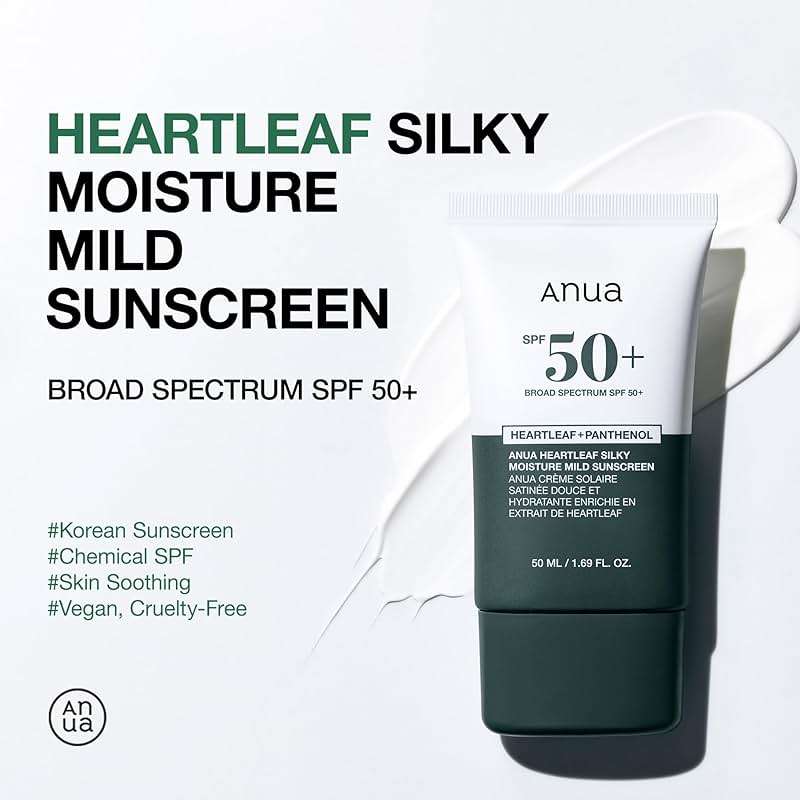 Anua Heartleaf Silky Moisture Mild Sunscreen, Broad Spectrum SPF 50+ with Moisturizing Formula, Lightweight Korean Sunscreen, Natural finish, Vegan, korean skin care 50ml / 1.69 fl. oz. - Image 2