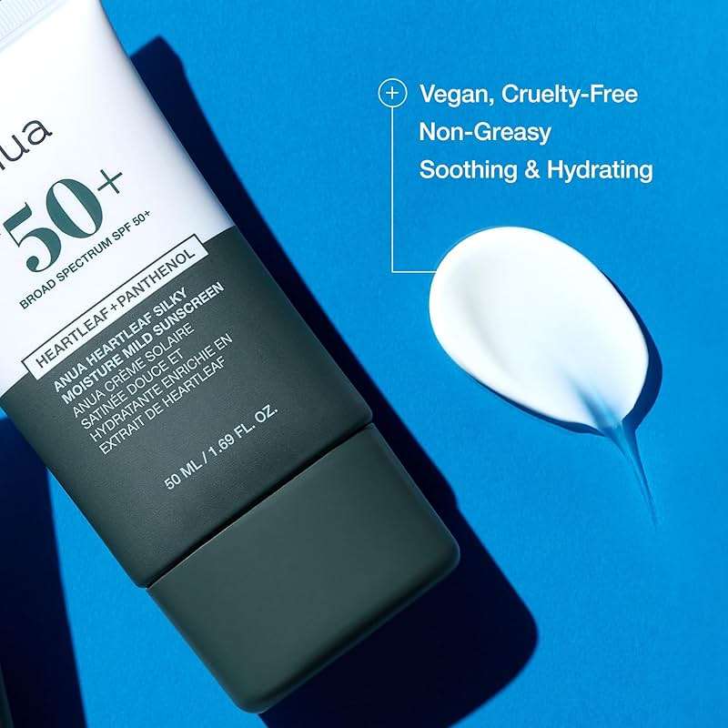 Anua Heartleaf Silky Moisture Mild Sunscreen, Broad Spectrum SPF 50+ with Moisturizing Formula, Lightweight Korean Sunscreen, Natural finish, Vegan, korean skin care 50ml / 1.69 fl. oz. - Image 5