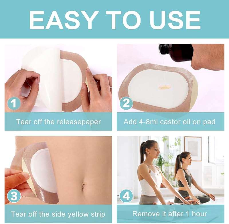 Castor Oil Pack Wrap, Castor Oil Patches Disposable, Organic Cotton Self-Adhesive Pads, Portable Anti Leakage No Wash - Image 6