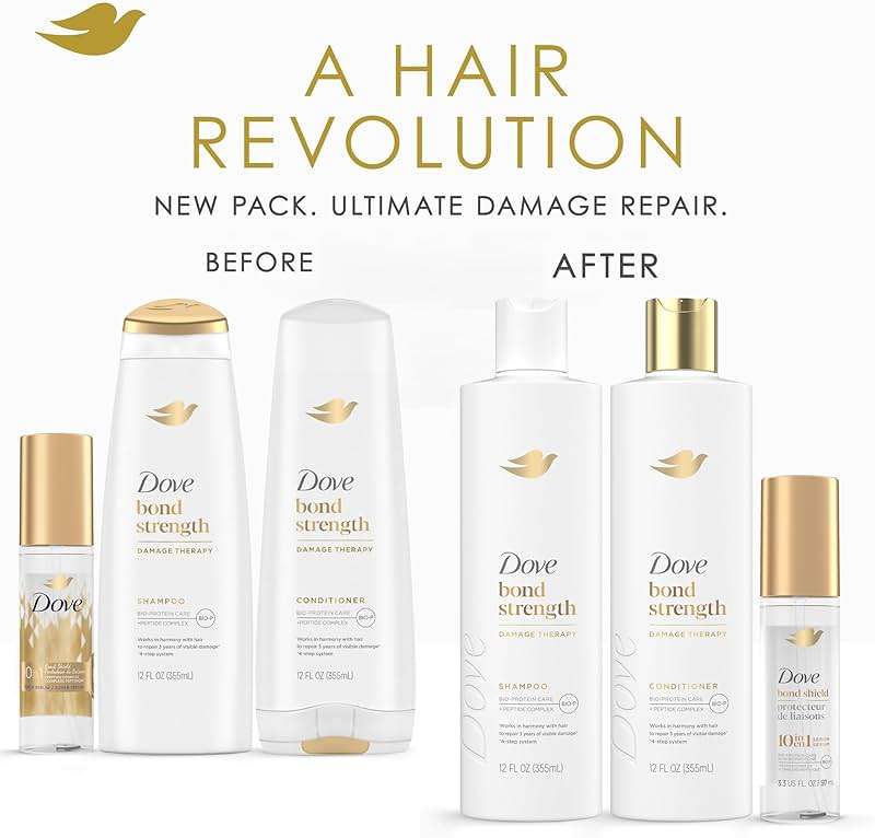 Dove Bond Strength Shampoo & Conditioner Set + Hair Serum Bundle – Repair Treatment for Damaged and Frizzy Hair (3 Piece Set) - Image 3