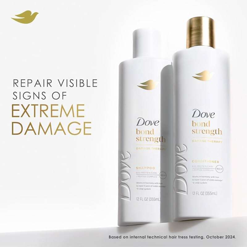 Dove Bond Strength Shampoo & Conditioner Set + Hair Serum Bundle – Repair Treatment for Damaged and Frizzy Hair (3 Piece Set) - Image 4