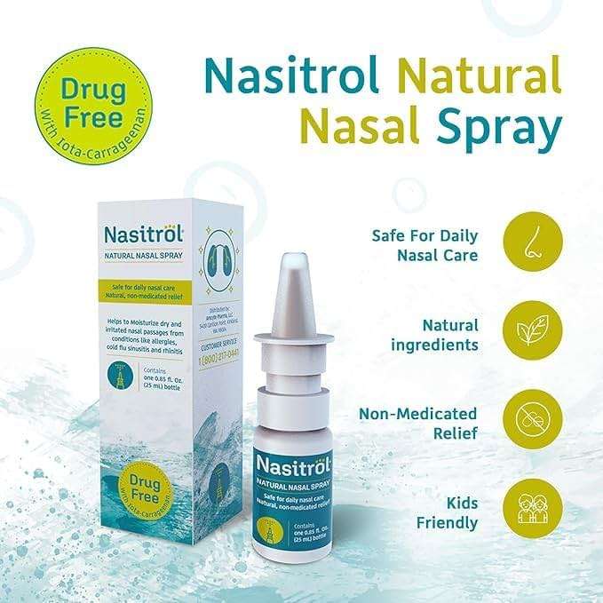 Nasitrol Natural Nasal Spray - Saline Nasal Care Daily Mist - Severe Nasal Spray Moisturizing Sinus Nasal Sprays & Instant Relief for Daily Use - 1.7 fl. Oz. (50 ml) Bottle (Pack of 2) - Image 3