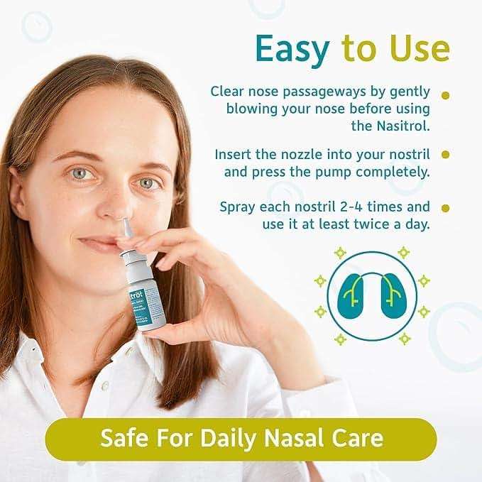Nasitrol Natural Nasal Spray - Saline Nasal Care Daily Mist - Severe Nasal Spray Moisturizing Sinus Nasal Sprays & Instant Relief for Daily Use - 1.7 fl. Oz. (50 ml) Bottle (Pack of 2) - Image 5