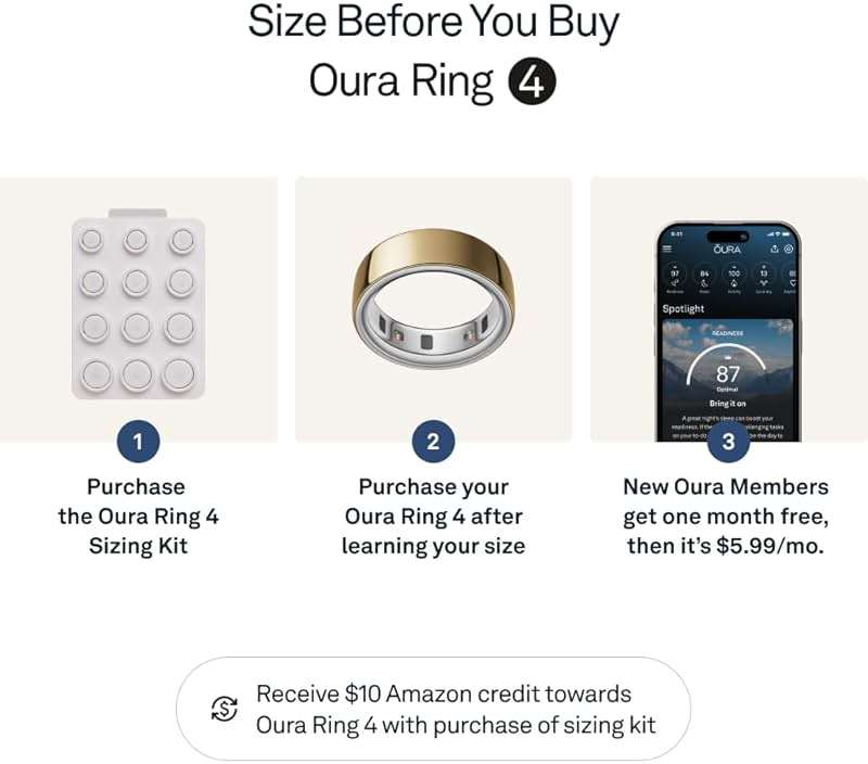 Oura Ring 4 - Gold - Size 7 - Sleep, Activity, Women’s Health, AI Advisor, Up to 8 Days of Battery Life, Size Before You Buy, Android & iOS Compatible - Image 3