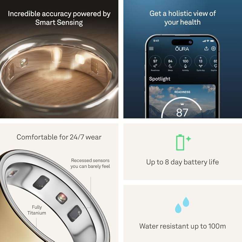 Oura Ring 4 - Gold - Size 7 - Sleep, Activity, Women’s Health, AI Advisor, Up to 8 Days of Battery Life, Size Before You Buy, Android & iOS Compatible - Image 5