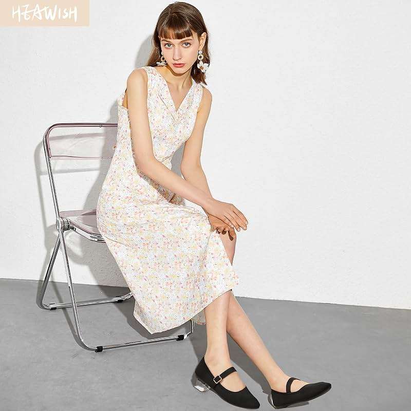 HEAWISH Women's Ballet Flat Shoes Mary Jane Pointed Toe Mesh Flats,Comfortable Slip on Ladies Shoe with Adjustable Strap,Casual Office Dress Flats for Work - Image 3