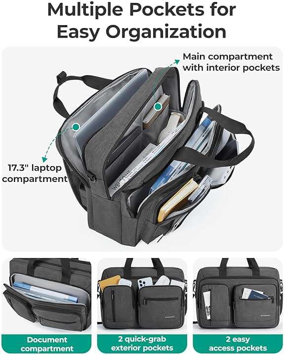 BAGSMART 3 In 1 Laptop Bag for Men, Computer Briefcase 17.3 Inch Laptop Water-Repellent Shoulder Bag, Computer Bag Business Travel Office, Black - Image 3