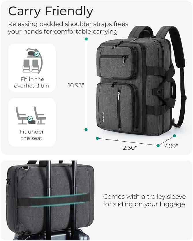 BAGSMART 3 In 1 Laptop Bag for Men, Computer Briefcase 17.3 Inch Laptop Water-Repellent Shoulder Bag, Computer Bag Business Travel Office, Black - Image 5