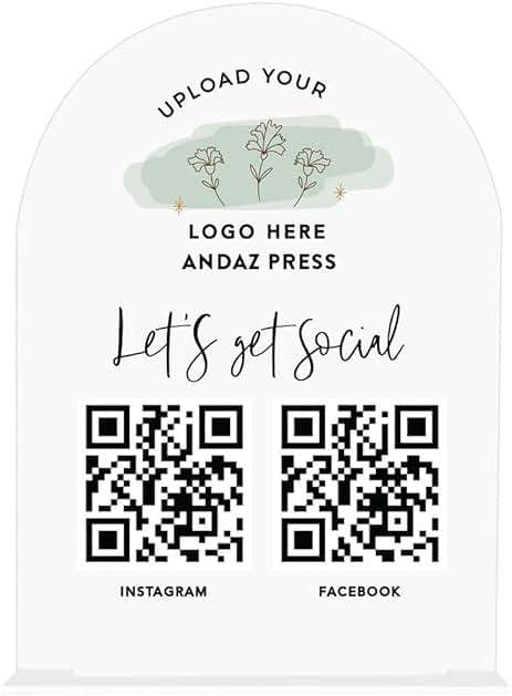Andaz Press Custom QR Code Sign with Logo for Pop Up Shop, Vendor Booth Display Items, Acrylic Scan To Pay QR Code Sign for Business Personalized Scan QR Code Display Signs for Social Media with Stand - Image 1