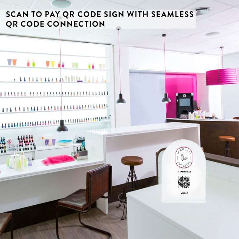 Andaz Press Custom QR Code Sign with Logo for Pop Up Shop, Vendor Booth Display Items, Acrylic Scan To Pay QR Code Sign for Business Personalized Scan QR Code Display Signs for Social Media with Stand - Image 7