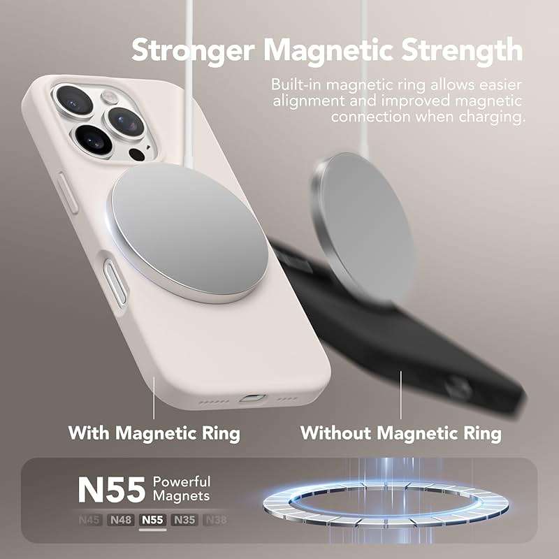 GONEZ Magnetic for iPhone 16 Pro Max Case, [Compatible with MagSafe] Anti-Scratch Microfiber Lining & Screen Protector, Silicone Camera Control, Shockproof Slim Phone Cover 6.9 inch, Stone - Image 3