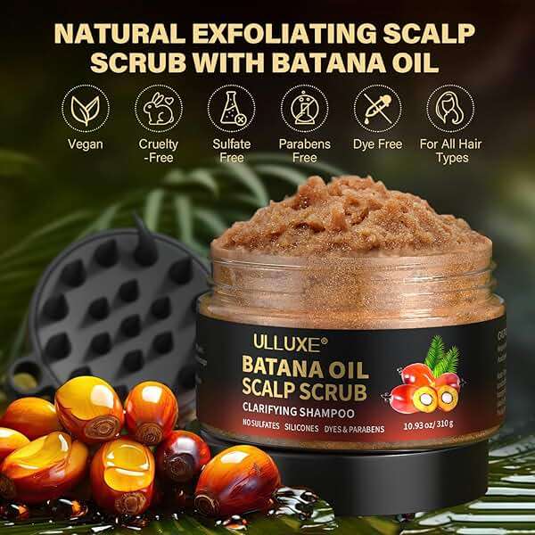 Scalp Scrub for Hair Growth, Scalp Exfoliator with Batana Oil & Rosemary, Deep Scalp Cleanser with Scalp Massager, 2-in-1 Clarifying Shampoo Hair Treatment, Buildup Removal, Itchy Relief, 10.93 oz - Image 5