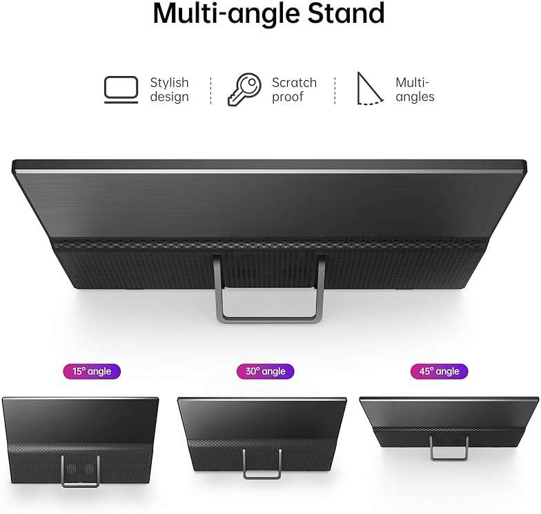 Yxk Portable Monitor 15.6 Inch 1080P 60Hz IPS HDR Ultra-Slim Travel Monitor with Dual Speakers USB-C HDMI Second Screen for Laptop PC Mac Phone Xbox PS4/5 Switch, VESA Kickstand, Zero Frame Gaming - Image 5