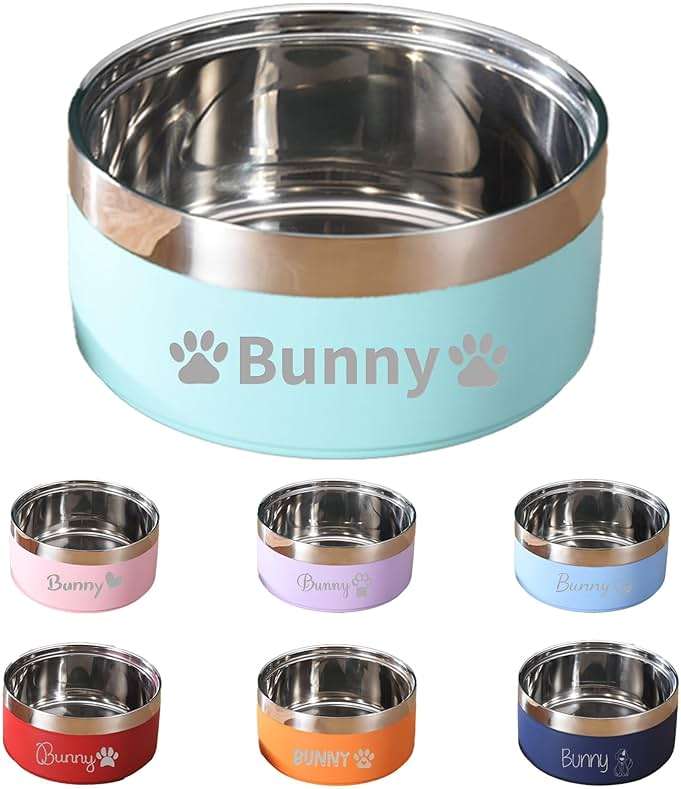 Personalized Dog Bowls with Name, BUGMKCS Customized Steel-stanless Pet Water Bowls for Both Cat & Dog, Engraved Dog Water Bowl, Durable Cute Double Layer Reinforcement Cat Food Bowl for Pets Gifts - Image 1