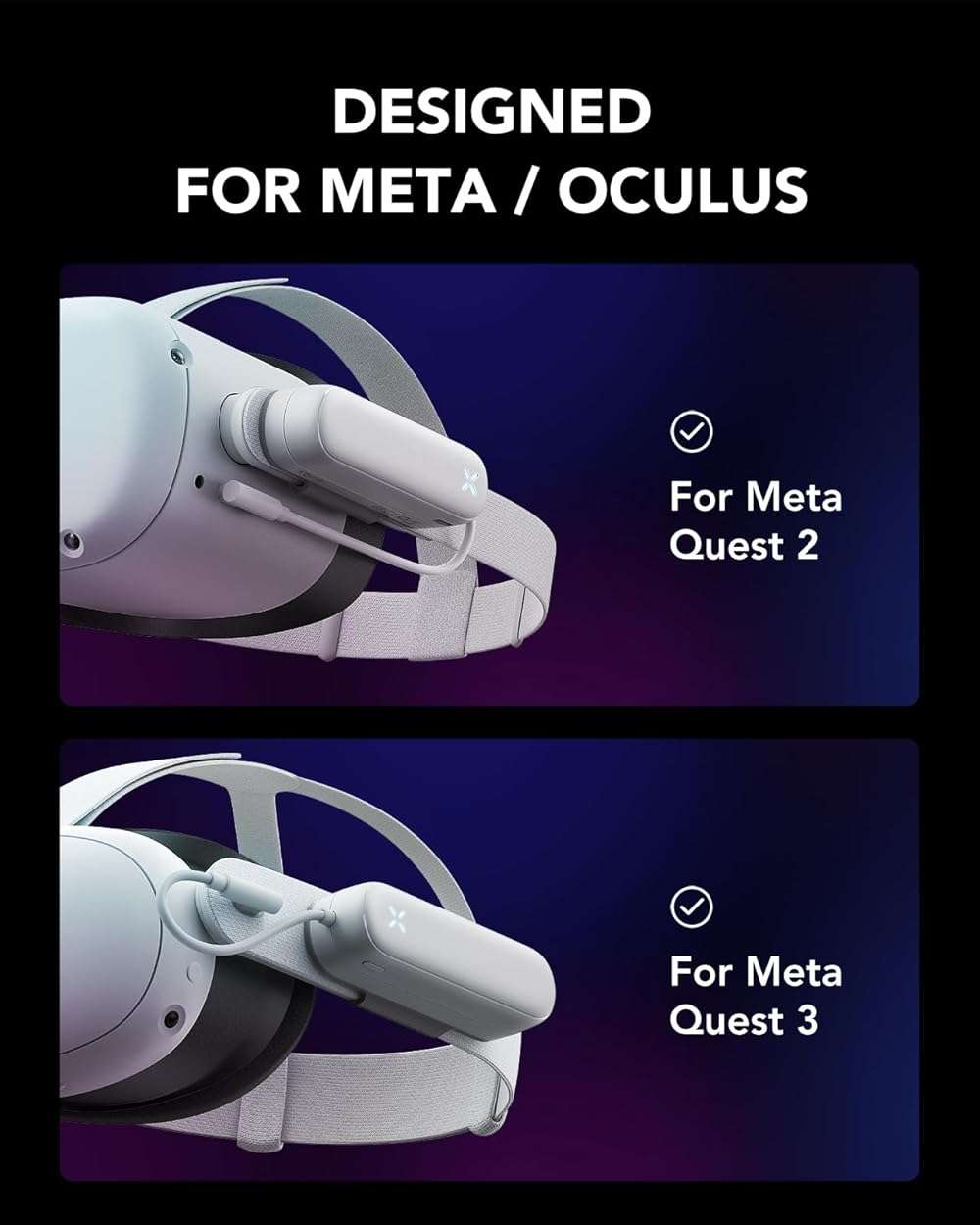 VIYISI Battery Pack for Meta Quest 3 and 2, 5000mAh Power Bank for Extended Playtime, Lightweight VR Charger Accessories Compatible with Oculus Quest Original and Elite Straps - Image 2