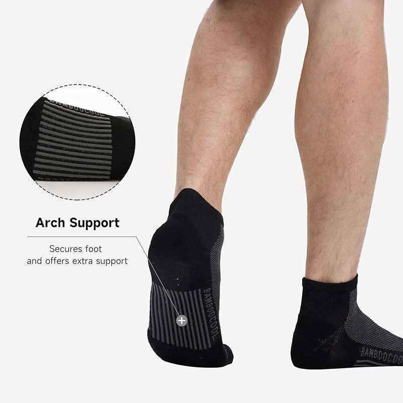 BAMBOO COOL Men's Athletic Ankle Socks Moisture Wicking, Anti-Odor Breathable Running Mesh Socks Arch Support, 8 Pack - Image 2