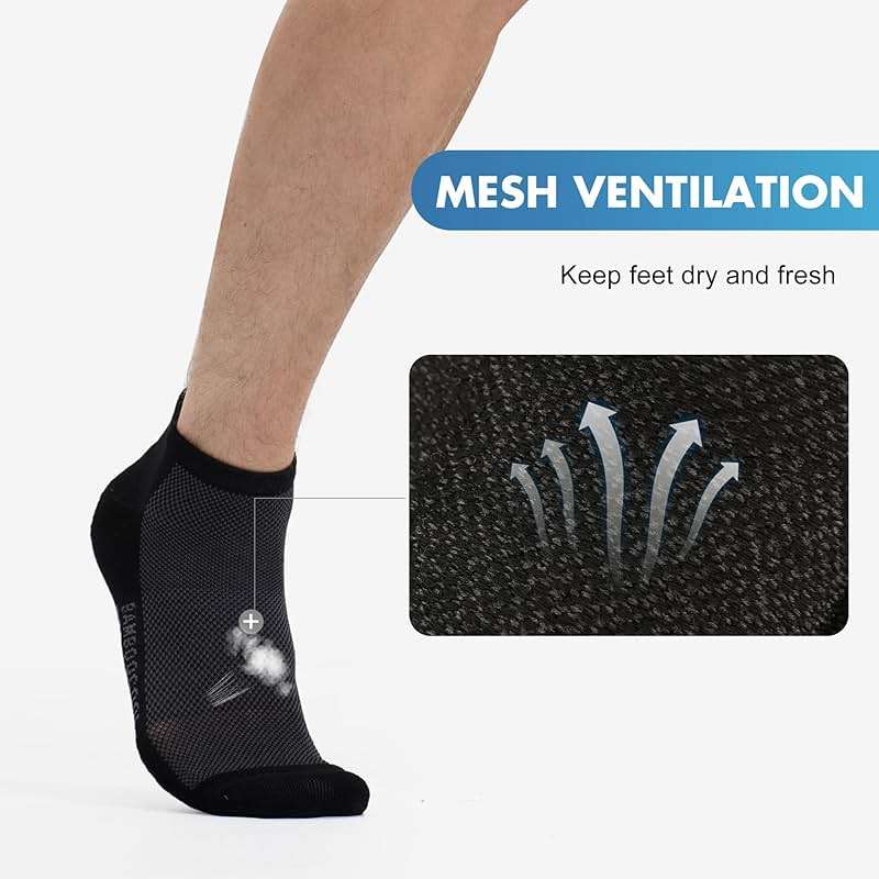 BAMBOO COOL Men's Athletic Ankle Socks Moisture Wicking, Anti-Odor Breathable Running Mesh Socks Arch Support, 8 Pack - Image 3
