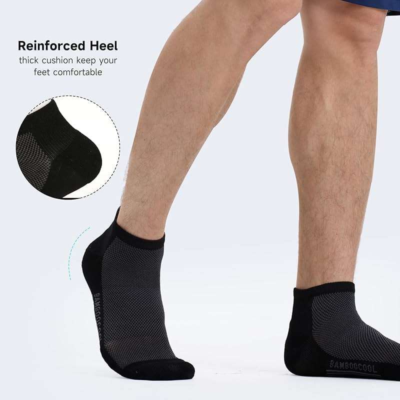BAMBOO COOL Men's Athletic Ankle Socks Moisture Wicking, Anti-Odor Breathable Running Mesh Socks Arch Support, 8 Pack - Image 4