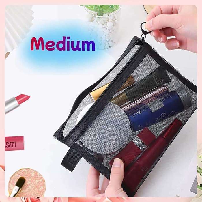 ZSlactp 5-Pack Small Mesh Zipper Pouch Bags, Cosmetic Organizer for Travel and Makeup Accessories, Small Mesh Makeup Bag with Zipper for Purse - Image 5