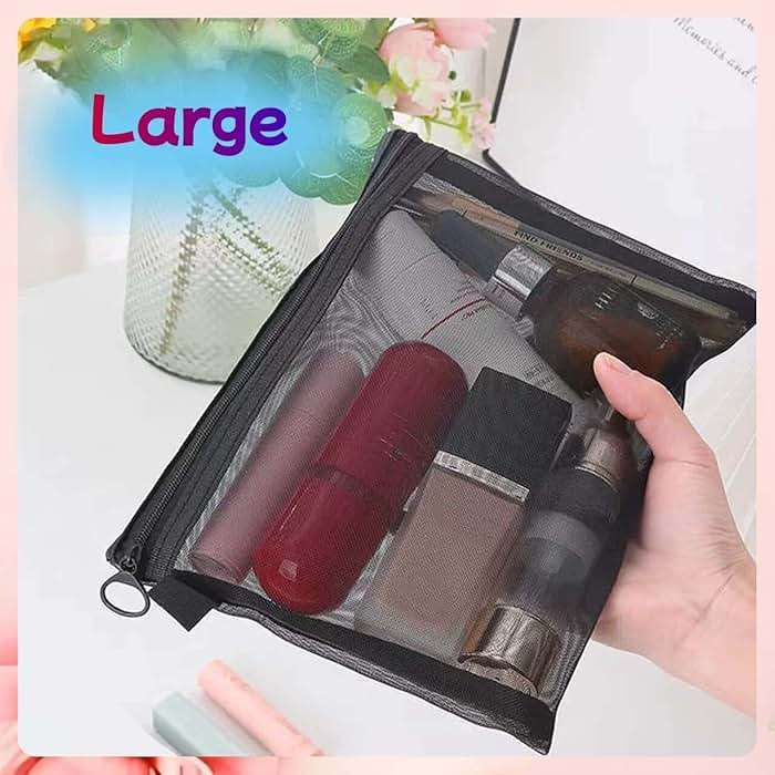 ZSlactp 5-Pack Small Mesh Zipper Pouch Bags, Cosmetic Organizer for Travel and Makeup Accessories, Small Mesh Makeup Bag with Zipper for Purse - Image 6
