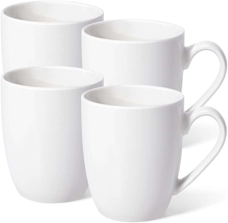 Urbanstrive 16 oz Large Coffee Mugs Set of 4 Ceramic Coffee Mug White Coffee Cups Tea Cups Idea Gift for Women Men House Warming Gifts New Home Office, White 4 Pack - Image 1