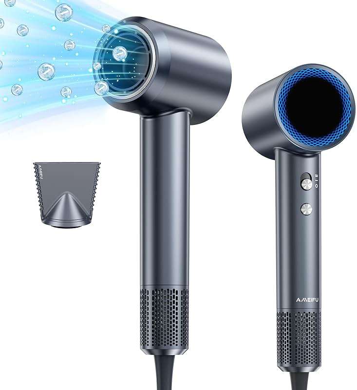 Hair Dryer, 150000 RPM Professional High-Speed Blow Dryer, Negative Ionic Hair Dryer for Fast Drying, Low Noise Thermo-Control HairDryer with Magnetic Nozzle for Home Travel Women Man - Image 1