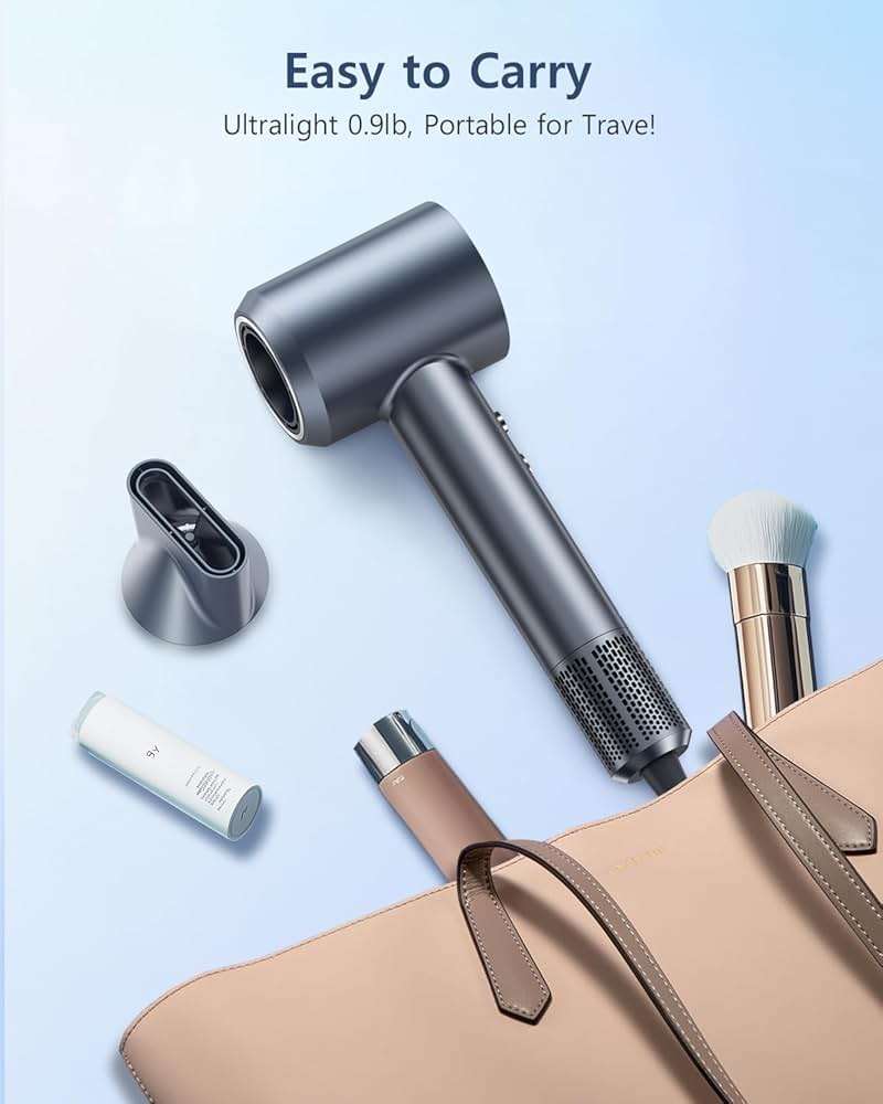 Hair Dryer, 150000 RPM Professional High-Speed Blow Dryer, Negative Ionic Hair Dryer for Fast Drying, Low Noise Thermo-Control HairDryer with Magnetic Nozzle for Home Travel Women Man - Image 7