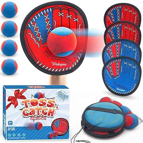 Toss and Catch Ball Game, Kids Toddler Baseball Glove & Catch Ball Toys, Kids Outdoor Games for Family, Toys for Beach Yard Outside, Birthday Christmas Gift for Ages 3 4 5 6 7 8-12 Year Old Boys Girl - Image 1
