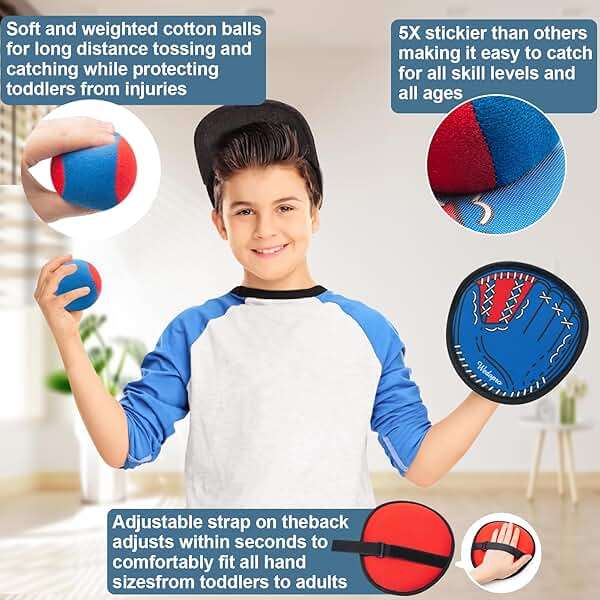 Toss and Catch Ball Game, Kids Toddler Baseball Glove & Catch Ball Toys, Kids Outdoor Games for Family, Toys for Beach Yard Outside, Birthday Christmas Gift for Ages 3 4 5 6 7 8-12 Year Old Boys Girl - Image 4