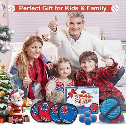 Toss and Catch Ball Game, Kids Toddler Baseball Glove & Catch Ball Toys, Kids Outdoor Games for Family, Toys for Beach Yard Outside, Birthday Christmas Gift for Ages 3 4 5 6 7 8-12 Year Old Boys Girl - Image 6