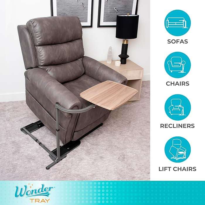 Stander Wonder Tray, Adjustable Swivel Table, Large Laptop Stand, Couch Desk, Side Tables & Gaming Bench, TV-Trays for Eating on Couches, Chairs, Recliners, Ash Gray - Image 5