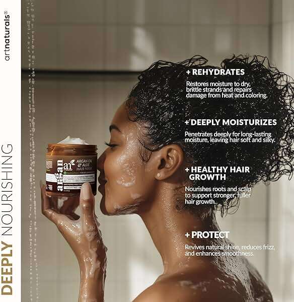 ArtNaturals 2-Step Deep Repair Hair Mask for Damaged Hair - Intensive Treatment for Dry, Damaged & Color-Treated Hair - Argan oil Deep Conditioner w/ Silk Bonnet to Drive Deeper Penetration 8 oz - Image 5