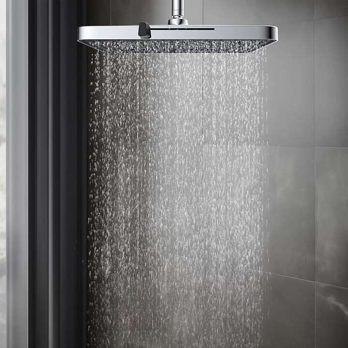 Hibbent cUPC Certified 5 Spray Modes Shower Head, 13'' High Pressure Large Rainfall Shower Head, High Flow Waterfall Bathroom Fixed Showerheads with Adjustable Swivel Ball Joint, Chrome - Image 2