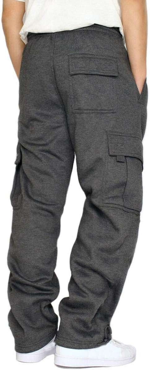 Lasjixion Men's Cargo Sweatpants Open Bottom Fleece Hiking Jogger Cargo Sweatpants for Men with Pockets - Image 2
