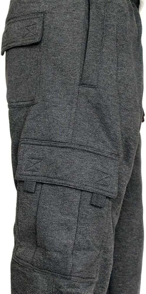 Lasjixion Men's Cargo Sweatpants Open Bottom Fleece Hiking Jogger Cargo Sweatpants for Men with Pockets - Image 3