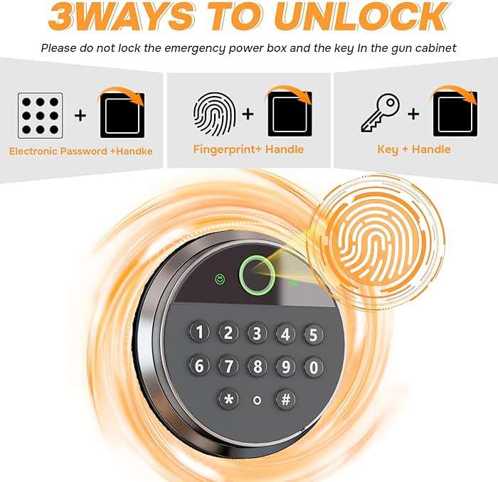 [No Assembly Required]8-12 Fingerprint Gun Safe for Rifles and Pistols,Gun Safes for Rifle and Password Lock, Gun Cabinet for Home with Adjustable Shelves, Biometric Heavy Duty Long Gun Safe,57" High - Image 4