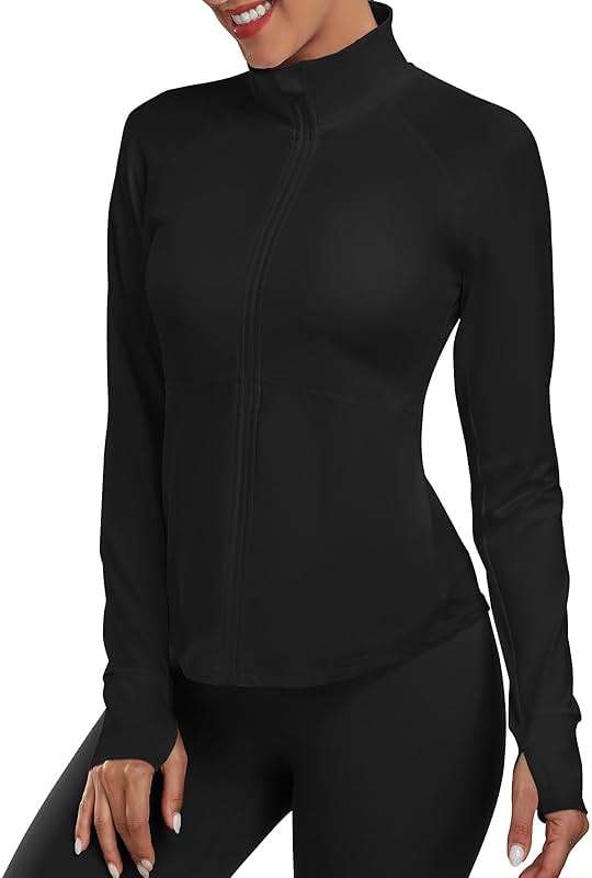 YOKGO Women's Athletic Jackets Lightweight Sport Workout Jackets Zip Up Running Jackets with Thumb Holes for Gym Yoga - Image 2
