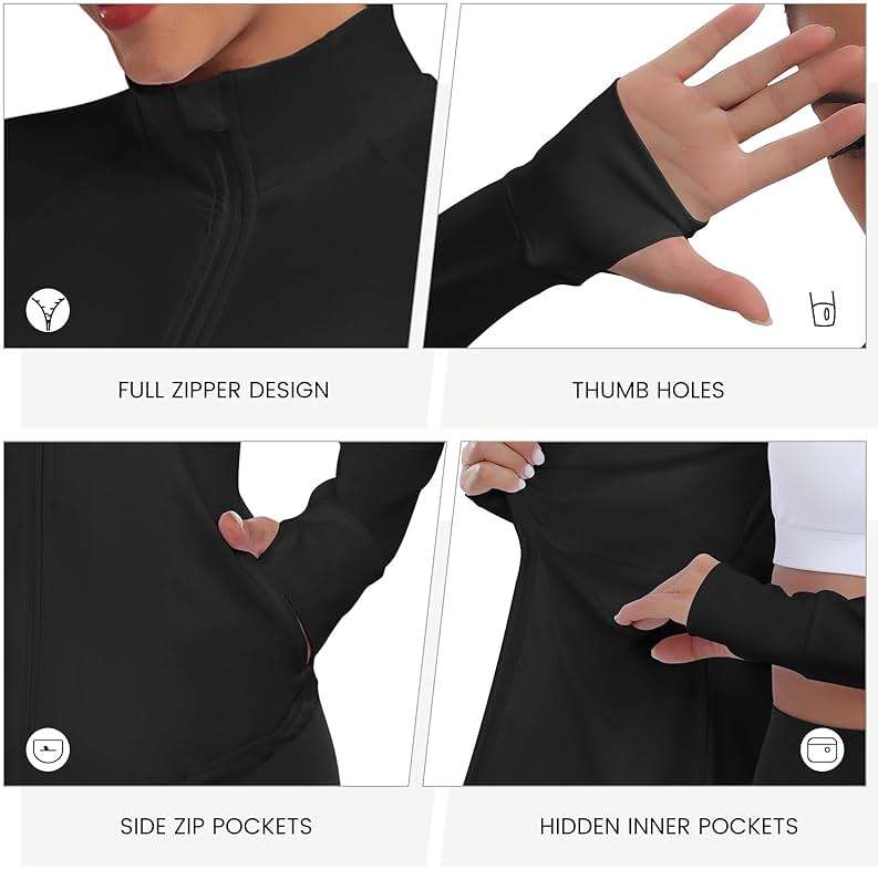 YOKGO Women's Athletic Jackets Lightweight Sport Workout Jackets Zip Up Running Jackets with Thumb Holes for Gym Yoga - Image 4