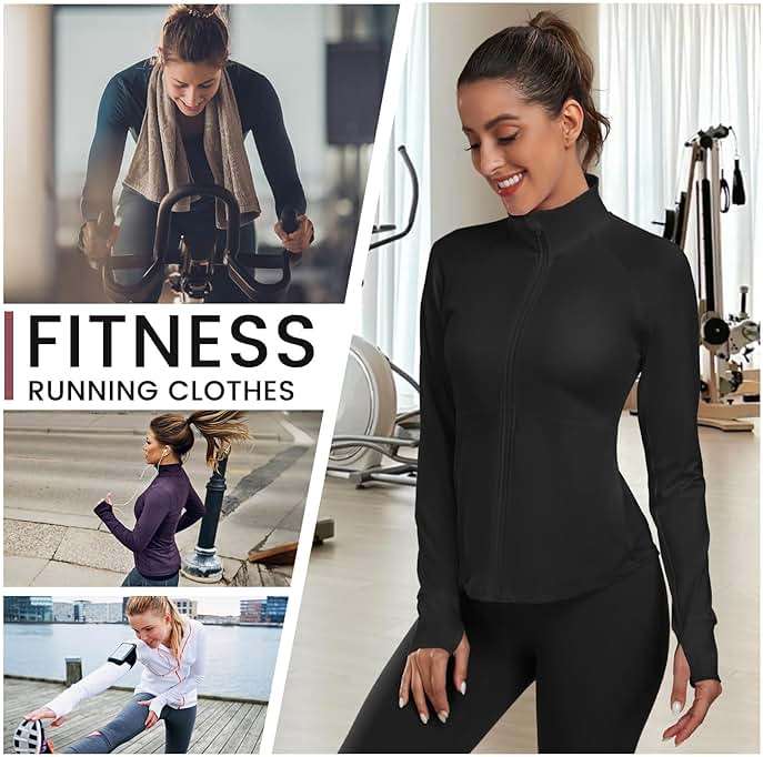 YOKGO Women's Athletic Jackets Lightweight Sport Workout Jackets Zip Up Running Jackets with Thumb Holes for Gym Yoga - Image 6