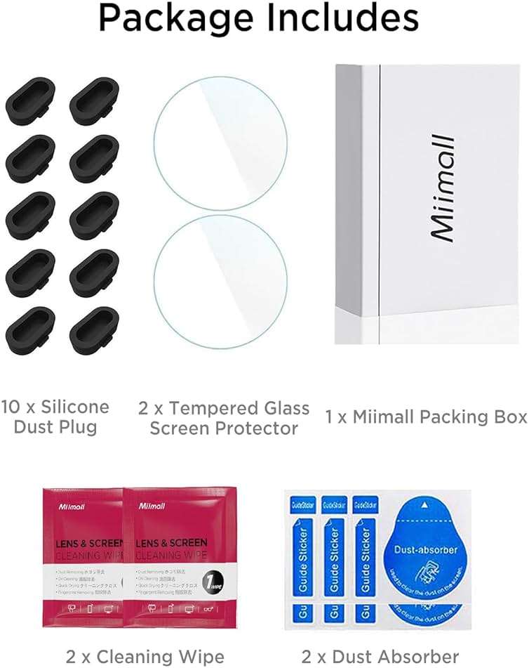 Miimall 2+10 Pack Compatible with Garmin Forerunner 165 Screen Protector, Anti Dust Plug Silicone Charger Port Protector + Hardness Tempered Glass Screen Protector for Forerunner 165/165 Music - Image 7