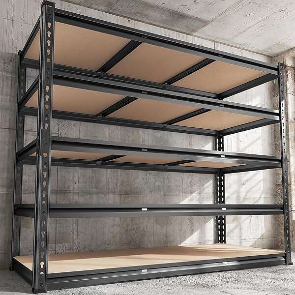 REIBII 48" W Garage Shelving 3080LBS Heavy Duty Storage Shelves 5 Tier Garage Shelves Adjustable Metal Shelving Unit Utility for Basement, Pantry, Warehouse, Commercial, Industrial, 72" H x 24" D - Image 1