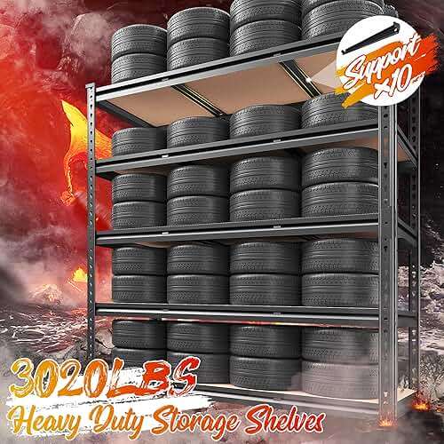 REIBII 48" W Garage Shelving 3080LBS Heavy Duty Storage Shelves 5 Tier Garage Shelves Adjustable Metal Shelving Unit Utility for Basement, Pantry, Warehouse, Commercial, Industrial, 72" H x 24" D - Image 3