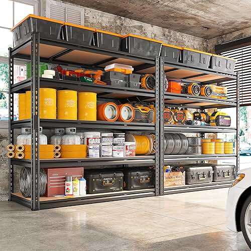 REIBII 48" W Garage Shelving 3080LBS Heavy Duty Storage Shelves 5 Tier Garage Shelves Adjustable Metal Shelving Unit Utility for Basement, Pantry, Warehouse, Commercial, Industrial, 72" H x 24" D - Image 6