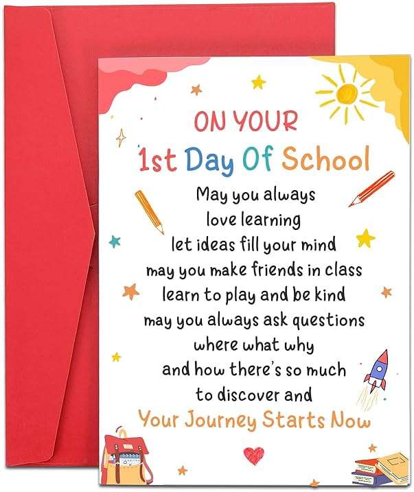 XPENMULBOJA First Day for School card for Kids First Day of Kindergarten Preschool Supplies 1st Grade School Back to School Stuff Gift for Girl Boy Daughter Son 1st Grade & preschool supplies - Image 1