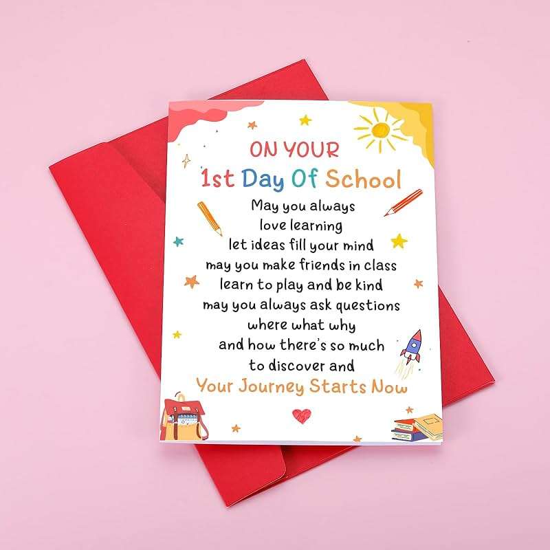 XPENMULBOJA First Day for School card for Kids First Day of Kindergarten Preschool Supplies 1st Grade School Back to School Stuff Gift for Girl Boy Daughter Son 1st Grade & preschool supplies - Image 4