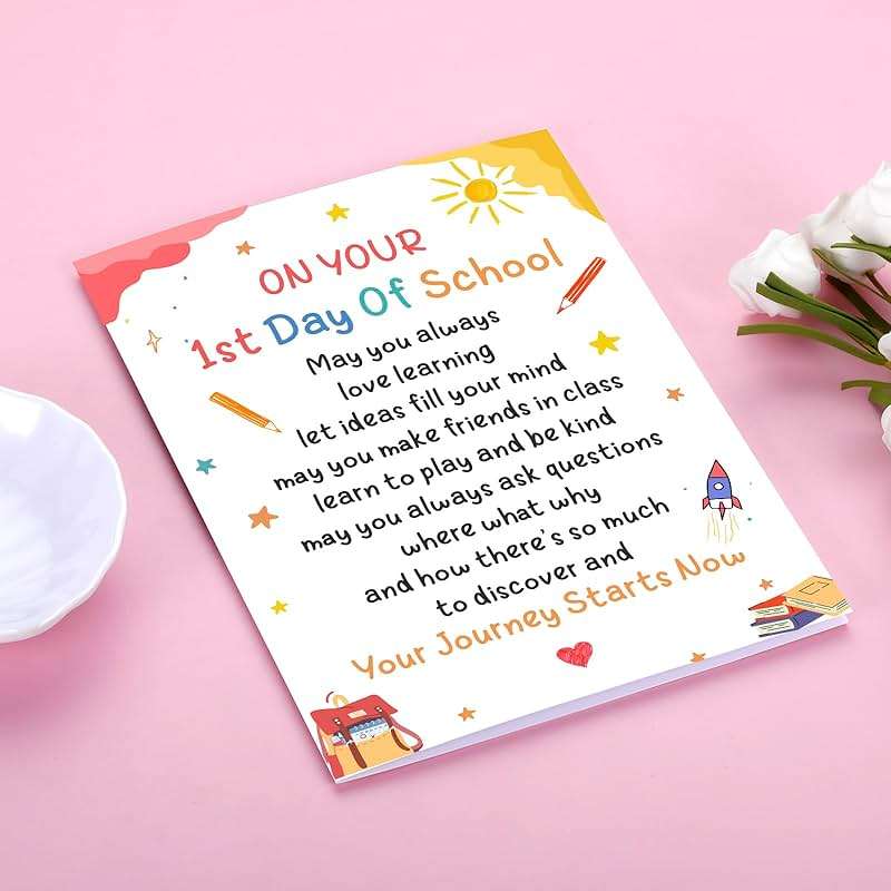 XPENMULBOJA First Day for School card for Kids First Day of Kindergarten Preschool Supplies 1st Grade School Back to School Stuff Gift for Girl Boy Daughter Son 1st Grade & preschool supplies - Image 6