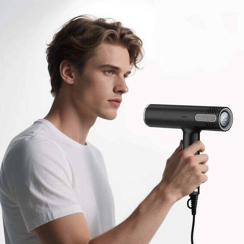 Lanvier Hair Dryer with Diffuser, Professional Ionic Blow Dryer for Women, Compact Lightweight Design Fast Drying, Intelligent 4 Heats, 3 Airflow Control, LCD Display, Cool Shot for Curly & All Hairs - Image 7