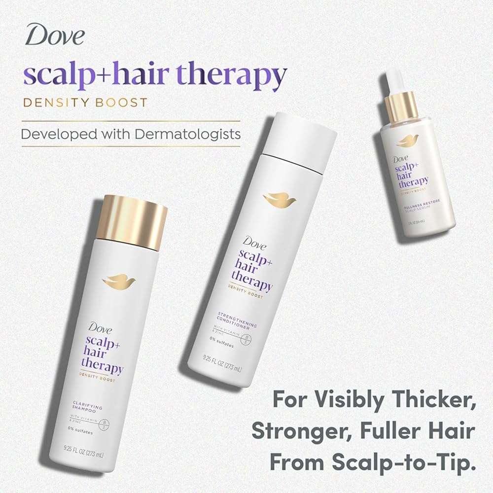 Dove Derma Scalp Thickening Shampoo, Conditioner + Fullness Restore Scalp Serum – Density Boost with Niacinamide, Glycerin, Zinc & Peptides - Image 3